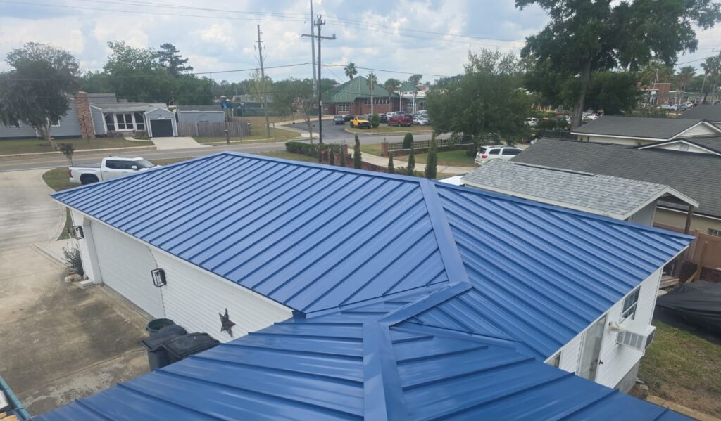 Standing seam metal residential roof installed by Miller Roofing Solutions